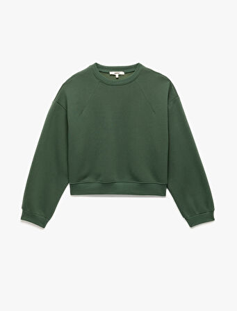 Regular Fit Üç İplik Uzun Kollu Bisiklet Yaka Basic Sweatshirt
