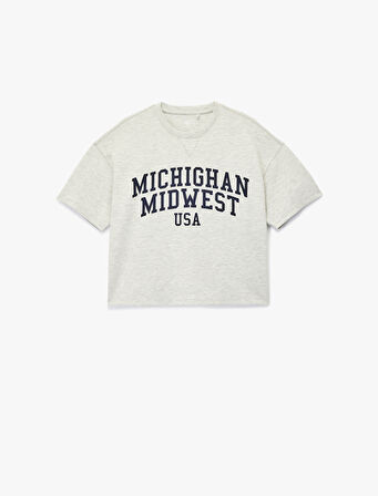 Kısa Kollu Bisiklet Yaka Oversize Spor Sweatshirt