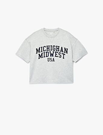 Kısa Kollu Bisiklet Yaka Oversize Spor Sweatshirt