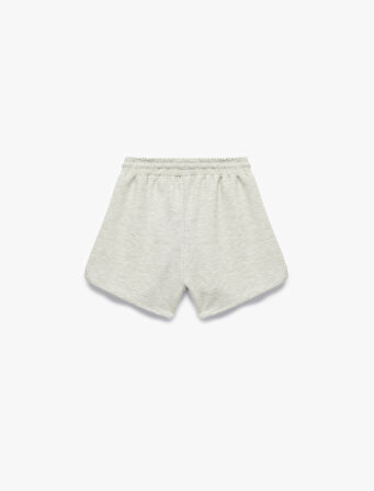 Viskon Karışımlı Rahat Kalıp Yüksek Bel Bağcıklı Baskılı Mini Spor Şort