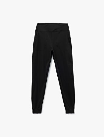 Yüksek Bel Cep Detaylı Basic Spor Jogger Eşofman Altı