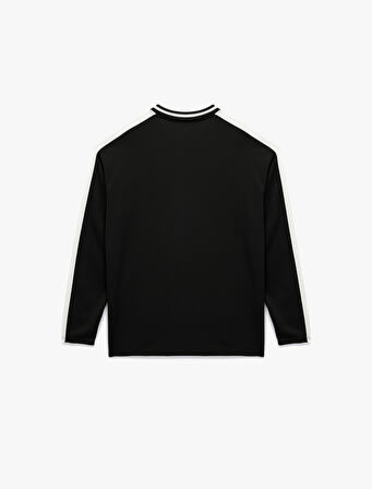 Rahat Kalıp Uzun Kollu Baskılı Polo Yaka Spor Tişört