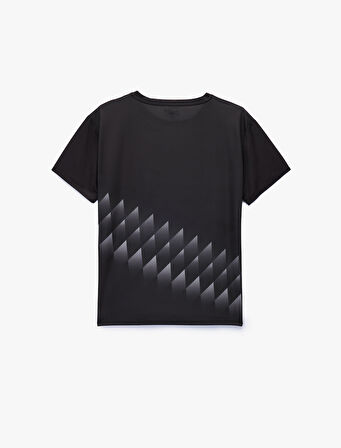 Rahat Kesim Kısa Kollu Desenli Bisiklet Yaka Spor Tişört