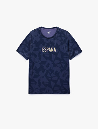 Kısa Kollu Rahat Kalıp Bisiklet Yaka Baskılı Spor Tişört