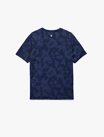 Kısa Kollu Rahat Kalıp Bisiklet Yaka Baskılı Spor Tişört