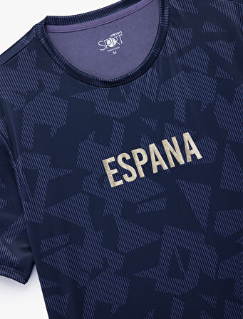 Kısa Kollu Rahat Kalıp Bisiklet Yaka Baskılı Spor Tişört