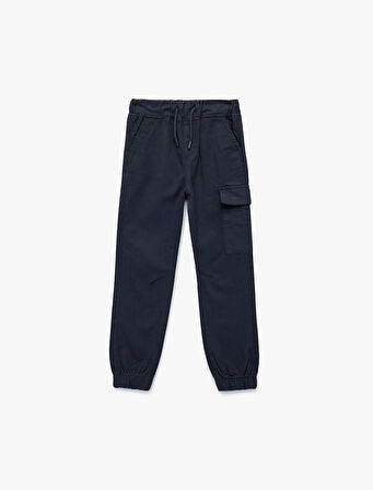 Pamuklu Gabardin Beli Bağcıklı Kargo Pantolon