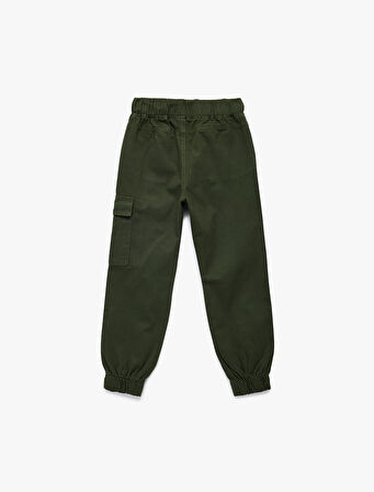 Pamuklu Gabardin Beli Bağcıklı Kargo Pantolon