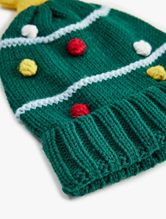 Yılbaşı Temalı Ponponlu Bere