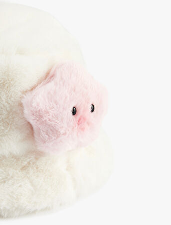 Kedi Detaylı Peluş Bucket Şapka