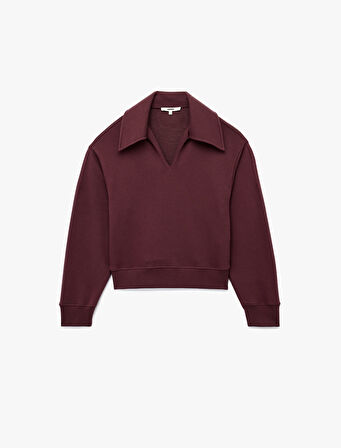 Regular Fit Üç İplik Uzun Kollu Polo Yaka Sweatshirt
