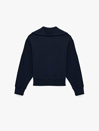 Regular Fit Üç İplik Uzun Kollu Polo Yaka Sweatshirt