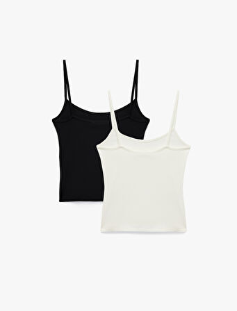 Viskon Kumaş Slim Fit 2'li İnce Askılı Atlet