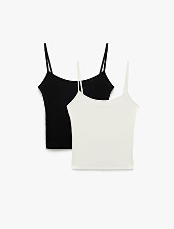 Viskon Kumaş Slim Fit 2'li İnce Askılı Atlet