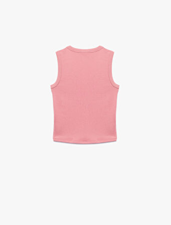 Slim Fit Bisiklet Yaka Pamuklu Ribanalı Kolsuz Bluz