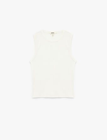 Pamuklu Slim Fit Bisiklet Yaka Kolsuz Basic Tişört