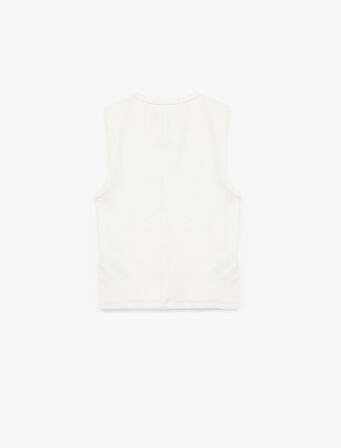 Pamuklu Slim Fit Bisiklet Yaka Kolsuz Basic Tişört