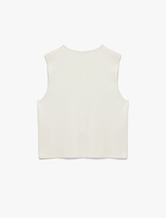 Düğmeli Bisiklet Yaka Kolsuz Triko Yelek