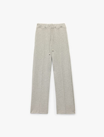 Modal Karışımlı Cepli Beli Bağlamalı Nervürlü Uzun Eşofman Altı