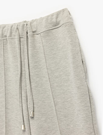 Modal Karışımlı Cepli Beli Bağlamalı Nervürlü Uzun Eşofman Altı