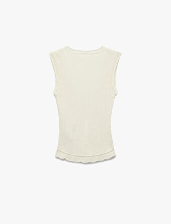 Derin U Yaka Triko Kolsuz Bluz