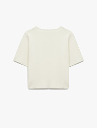 Asimetrik Kısa Kollu Bisiklet Yaka Düğmeli Hırka