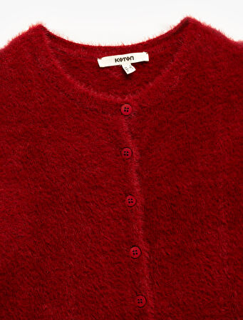 Kısa Kollu Bisiklet Yaka Peluş Triko Hırka