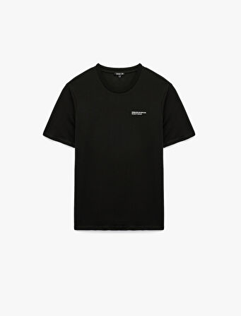 Regular Fit Kısa Kollu Bisiklet Yaka Baskılı Pamuklu Spor Tişört