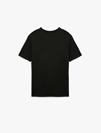 Regular Fit Kısa Kollu Bisiklet Yaka Baskılı Pamuklu Spor Tişört