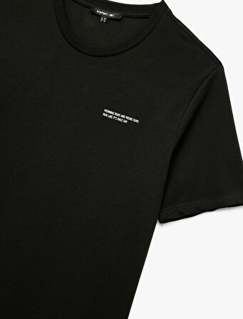 Regular Fit Kısa Kollu Bisiklet Yaka Baskılı Pamuklu Spor Tişört