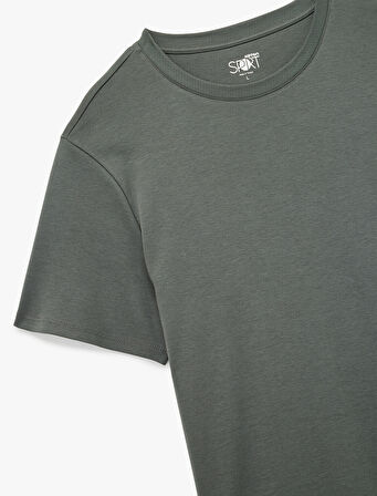 Rahat Kesim Kısa Kollu Bisiklet Yaka Pamuklu Basic Spor Tişört