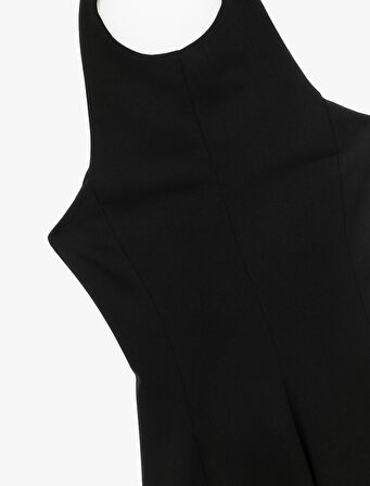 Kolsuz Halter Yaka Volanlı Mini Elbise
