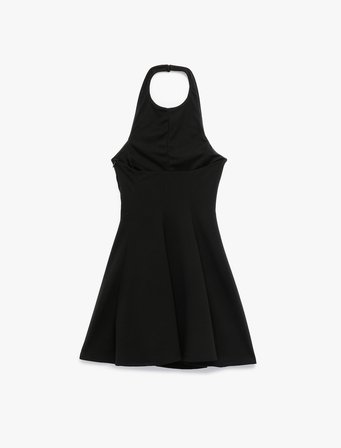 Kolsuz Halter Yaka Volanlı Mini Elbise