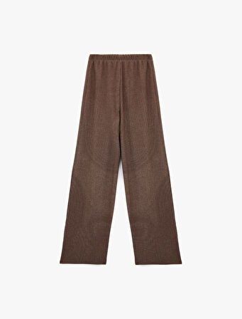 Bürümcük Kumaş Rahat Kalıp Beli Bağcıklı Düz Bol Paça Pantolon