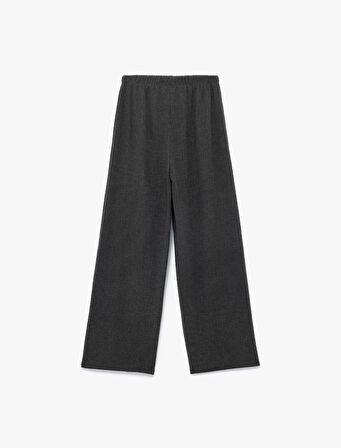 Bürümcük Kumaş Rahat Kalıp Beli Bağcıklı Düz Bol Paça Pantolon