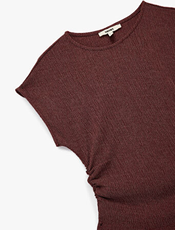 Bürümcük Kumaş Slim Fit Kısa Kollu Bisiklet Yaka Tişört