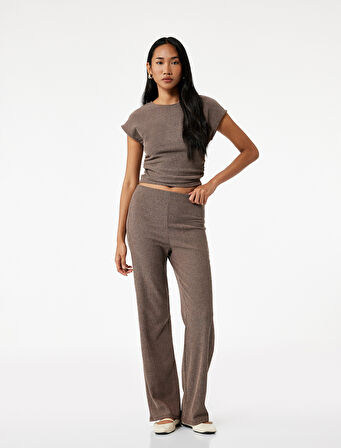 Bürümcük Kumaş Slim Fit Kısa Kollu Bisiklet Yaka Tişört