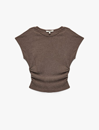 Bürümcük Kumaş Slim Fit Kısa Kollu Bisiklet Yaka Tişört