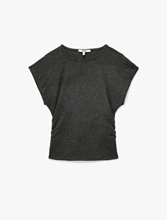 Bürümcük Kumaş Slim Fit Kısa Kollu Bisiklet Yaka Tişört