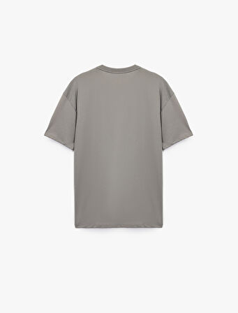 Kısa Kollu Bisiklet Yaka Kiraz Baskılı Oversize Tişört