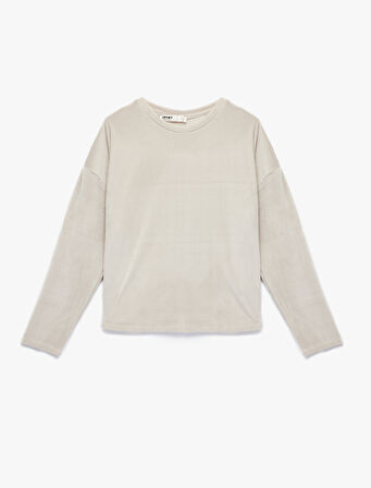 Uzun Kollu Bisiklet Yaka Rahat Kalıp Pijama Üstü