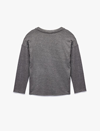 Uzun Kollu Rahat Kalıp V Yaka Pijama Üstü