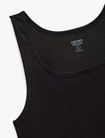 Bisiklet Yaka Kolsuz Slim Fit Ribanalı Pamuklu 2'li Atlet Seti