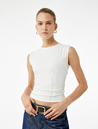 Bisiklet Yaka Slim Fit Pamuklu Kolsuz Bluz