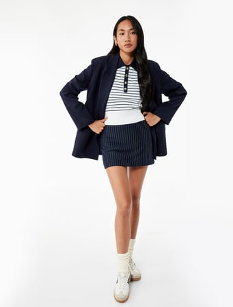 Regular Fit Çizgili Mini Şort Etek