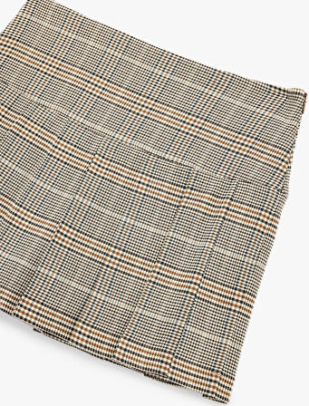 Kalın Piliseli Ekose Mini Etek