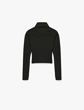 Fermuarlı Uzun Kollu Dik Yaka Slim Fit Spor Sweatshirt