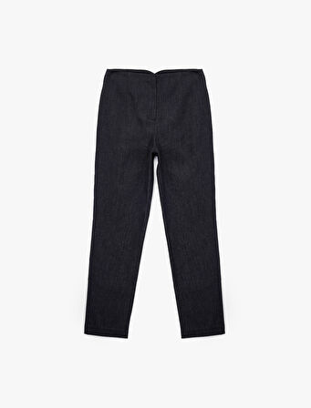 Yüksek Bel Regular Fit Bel Detaylı Cigarette Pantolon