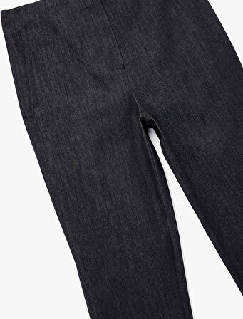 Yüksek Bel Regular Fit Bel Detaylı Cigarette Pantolon