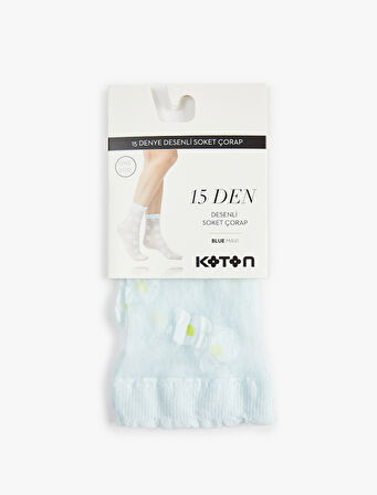 15 Den Çiçek Desenli Soket Çorap